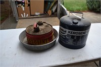 Kerosene cans and pan