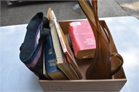 Books, bag, ash trays