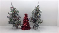 Three Shiny Foil Christmas Trees