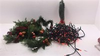 Miniature Christmas Tree Garland with Red Ribbon