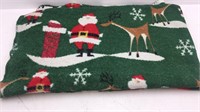 Santa Claus and Reindeer Green Throw Blanket