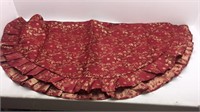 Red and Gold Poinsettia Christmas Tree Skirt