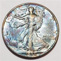 1936 Walking Liberty Half Dollar - Gorgeous Toning