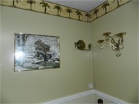 Brass Sconces & Picture