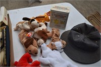 Hat, beanie babies and lot of misc.