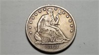 1868 S Seated Liberty Half Dollar High Grade