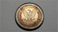 1884 O Morgan Silver Dollar Uncirculated Rainbow