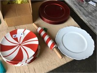 Peppermint Plates ~ Rolling Pin & Chargers Grp