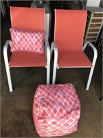 Pr of Patio Chairs W/ Ottoman / Pillow (4) PCS