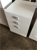 White Three Drawer Cabinet ( 16" x 17" x 24"T)