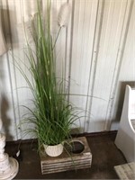Distressed Wood Plant Stand ( 22" W) & Plant