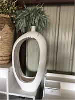 White Art Vase W/ Fern ( 40" T)