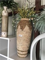 Wicker Vase & Flowers(31" T)