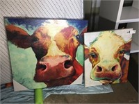 (2) Cow Canvas Paintings