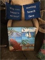Beach Decor (Pillows & 2 Canvas Paintings12"x24)