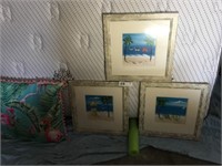 (3) Framed Beach Decorator Prints