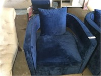 Blue Suede Swivel Chair (Near New ~ Excellent Shp)