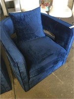 Blue Suede Swivel Chair