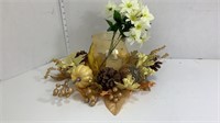Center Piece With Vase Glass Fall Colors