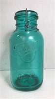 Glass Lid 1/2 Gallon Ball Jar Vintage Teal/green