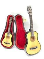 (2) Miniature Acoustic Guitars with One Case - 8”