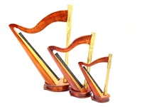 (3) Miniature Wood Harps 9? and Smaller