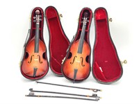 (2) Miniature Wood Cellos with Cases and Bows