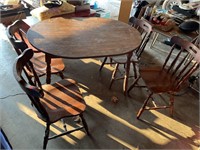 Wood Dining Table and Chairs (4)