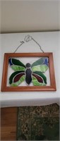 13" x 16" lead glass butterfly with frame