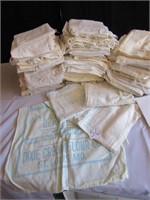 BOX OF CLOTH FLOUR BAGS- 70 + BEEN WASHED