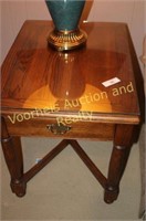 2 Rust & Martin oak end tables w/glass tops