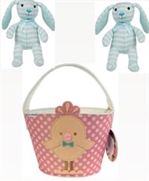 EASTER BASKET AND PLUSH BUNNIES