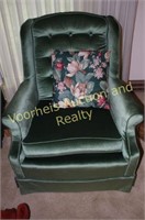 Green crushed velvet chair