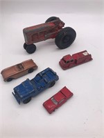 Hubley  tractor, tootsie toys