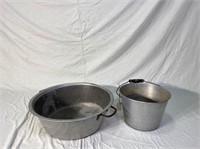 Vintage milk pail and large tub