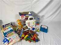 Playskool robot toy, books, and toys
