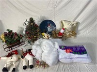 Holiday decor and snowy blanket decor