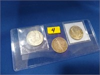 3 Silver half dollars 1963 1943 1967 liberty 1/2