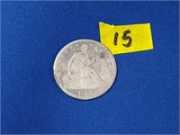 1857 "O" Seated liberty silver half dollar