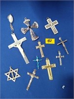 Silver crosses star of David lot