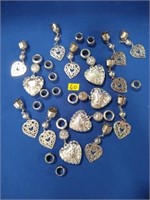 Lot silver findings puffed hearts