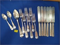 Silver plate flatware knives and forks