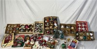 Lot of holiday ornaments and more holiday decor