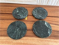 Lot of 4 Green Marble/Granite Coasters USED