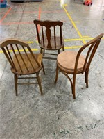 Three wooden chairs