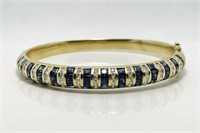 18 Kt Sapphire Diamond Bangle Bracelet 7 Cts