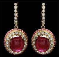 Certified 23.50 Cts Natural Ruby Diamond Earrings