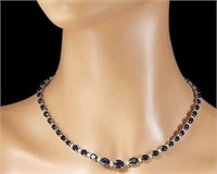 AIGL 31.44 Cts  Natural Sapphire Diamond Necklace