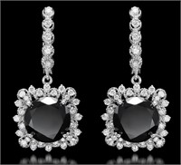 Certified 26.02 Cts Black & White Diamond Earrings