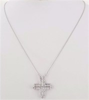 18 kt Italian Diamond Cross Pendant Necklace